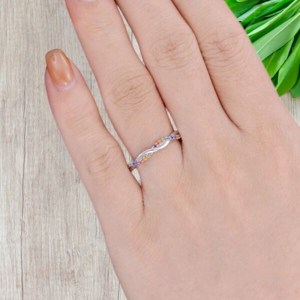 Stackable Twist Rainbow Gemstone Ring 2