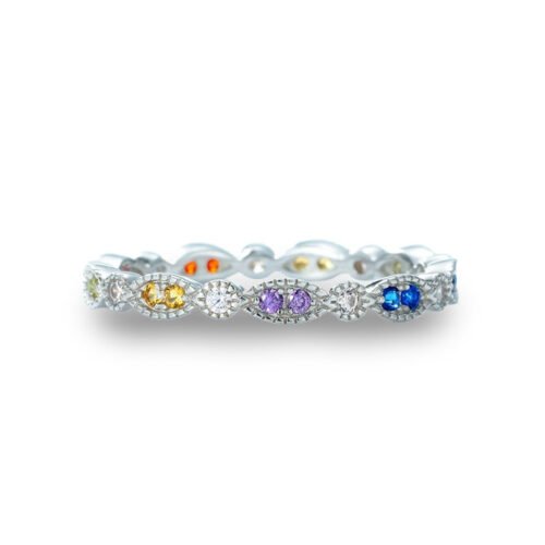 Dainty Rainbow Cubic Zirconia Rings for Women