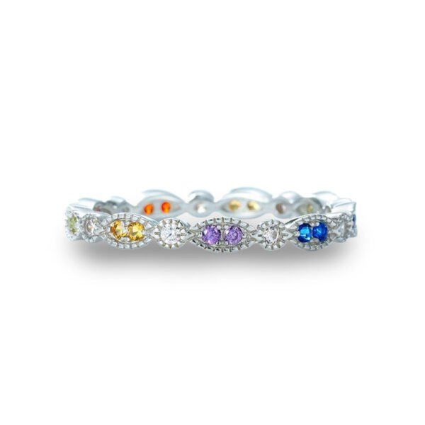 Dainty Rainbow Cubic Zirconia Rings for Women