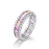 Emerald Cut Mix Rainbow Cubic Zirconia Ring