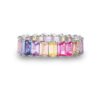 Emerald Cut Rainbow Cubic Zirconia Eternal Band