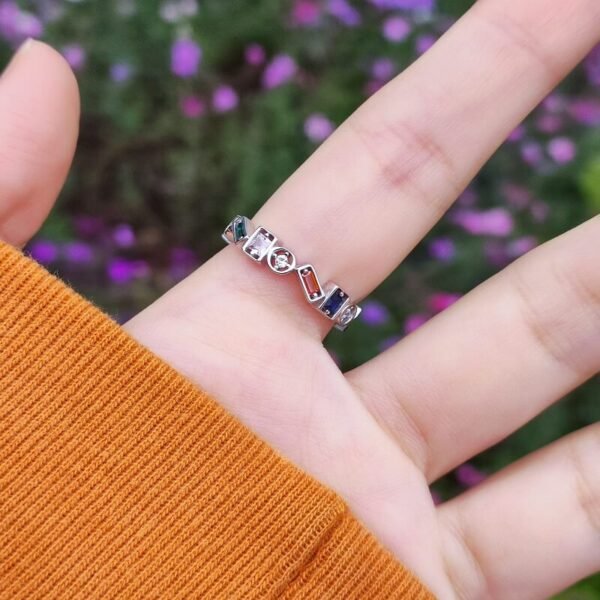 Irregular Design Stackable Rainbow Cubic Zirconia Ring