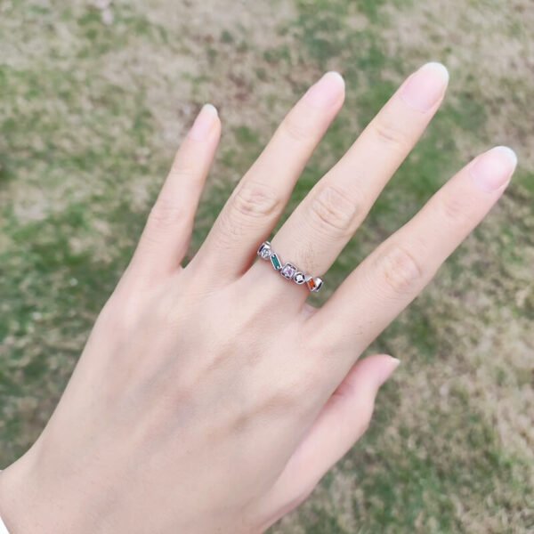 Irregular Design Stackable Rainbow Cubic Zirconia Ring