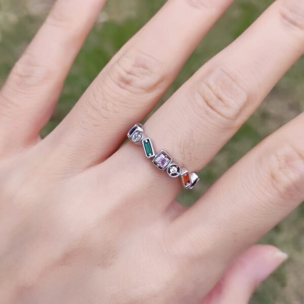 Irregular Design Stackable Rainbow Cubic Zirconia Ring