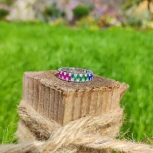 Layered Emerald Cut Rainbow Cubic Zirconia Ring