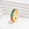 Layered Emerald Cut Rainbow Cubic Zirconia Ring