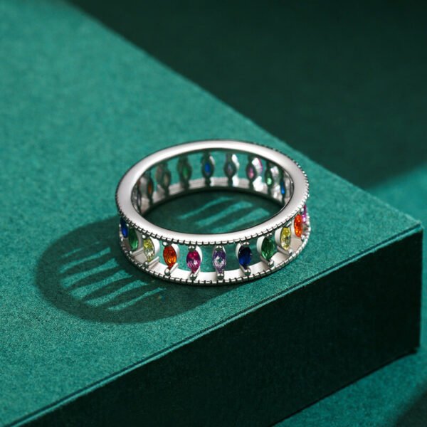 Marquise Cut Rainbow Cubic Zirconia Ring