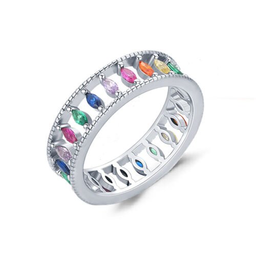 Marquise Cut Rainbow Cubic Zirconia Ring