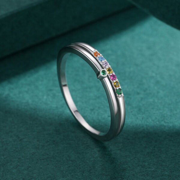 Rainbow Cubic Zirconia Double Layer Ring