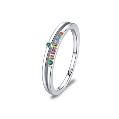 Rainbow Cubic Zirconia Double Layer Ring