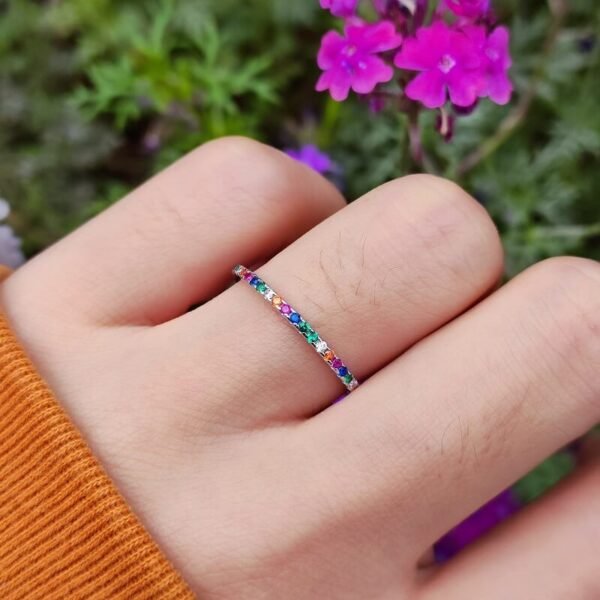 Rainbow Cubic Zirconia Eternity Band