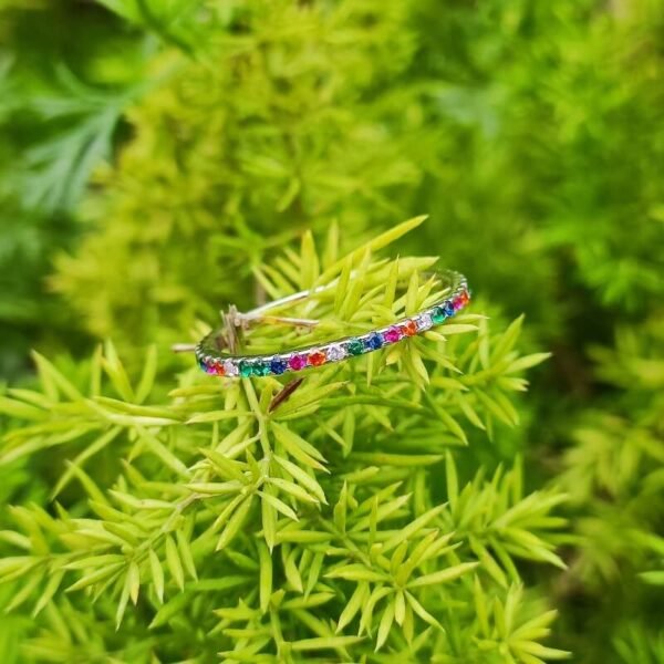 Rainbow Cubic Zirconia Eternity Band