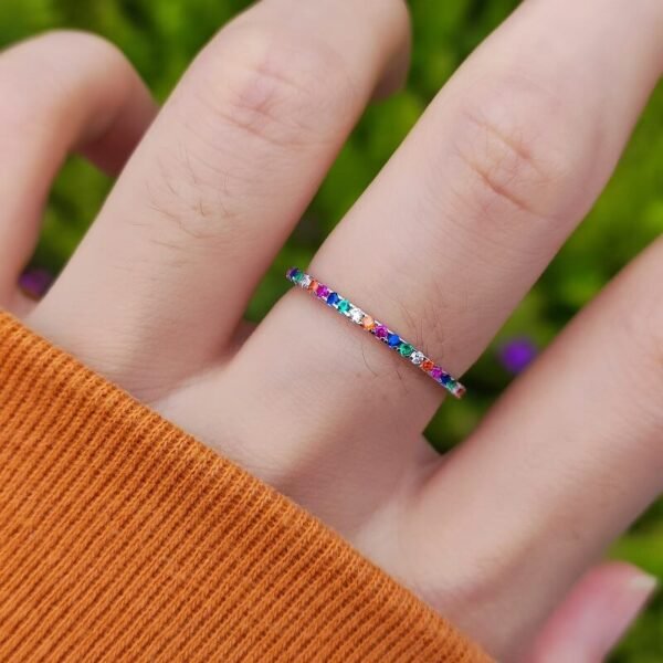 Rainbow Cubic Zirconia Eternity Band