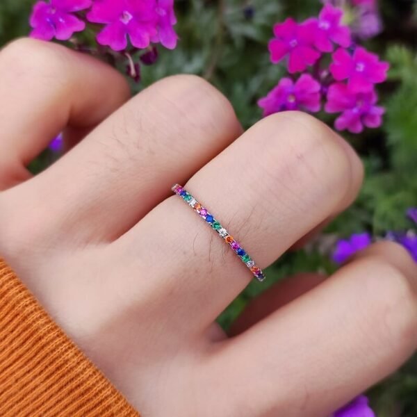 Rainbow Cubic Zirconia Eternity Band