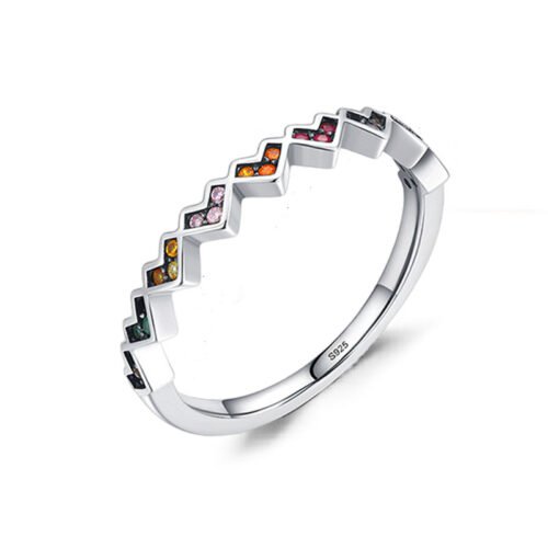 Rainbow Cubic Zirconia Heart Band