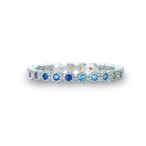 Rainbow Cubic Zirconia Stackable Band Ring for Women