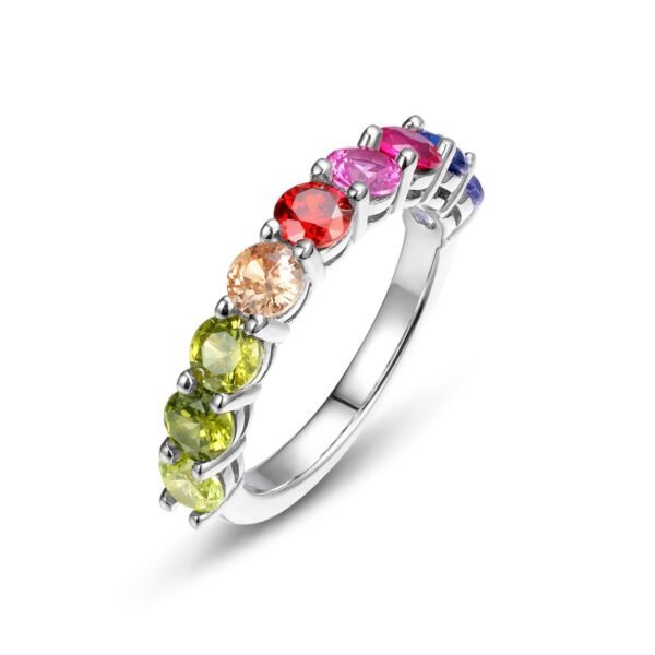 Rainbow Gemstone Half Eternity Ring