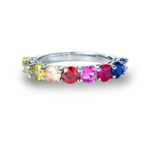 Rainbow Gemstone Half Eternity Ring