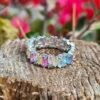 Rectangular Shaped Rainbow Cubic Zirconia Ring