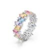 Rectangular Shaped Rainbow Cubic Zirconia Ring