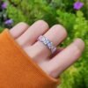 Rectangular Shaped Rainbow Cubic Zirconia Ring