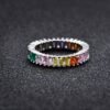 Trapezoid Rainbow Cubic Zirconia Ring