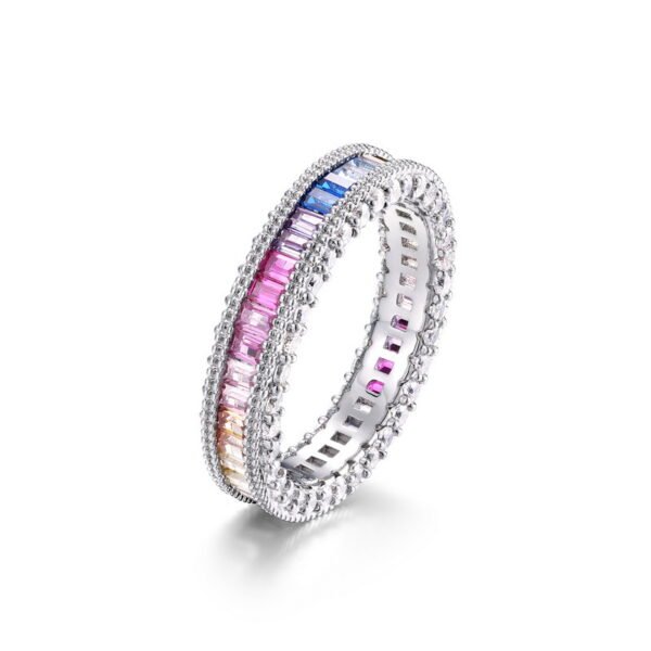 Trendy Emerald Cut Rainbow Cubic Zirconia Band