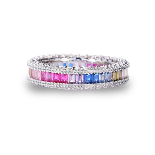 Trendy Emerald Cut Rainbow Cubic Zirconia Band