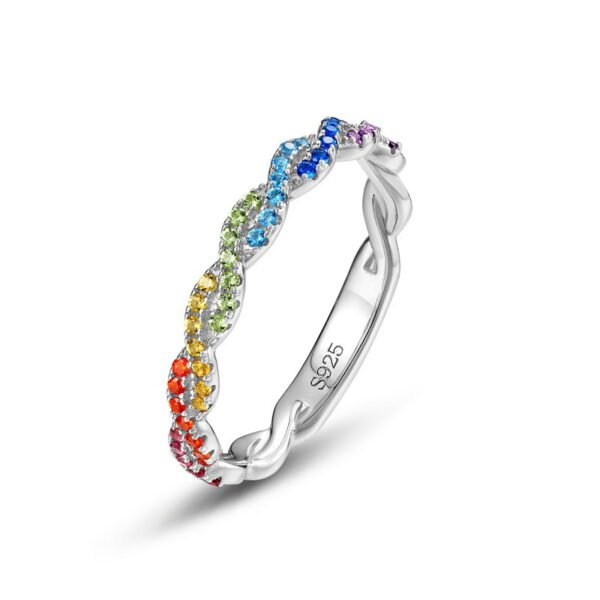 Twisted Rope Rainbow Cubic Zirconia Trendy Ring