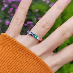 Two Layer Rainbow Cubic Zirconia Ring