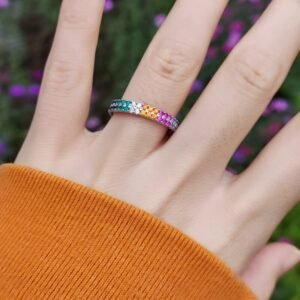 Two Layer Rainbow Cubic Zirconia Ring