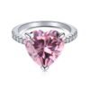925 Silver Luxury Pink Heart CZ Pave Engagement Ring