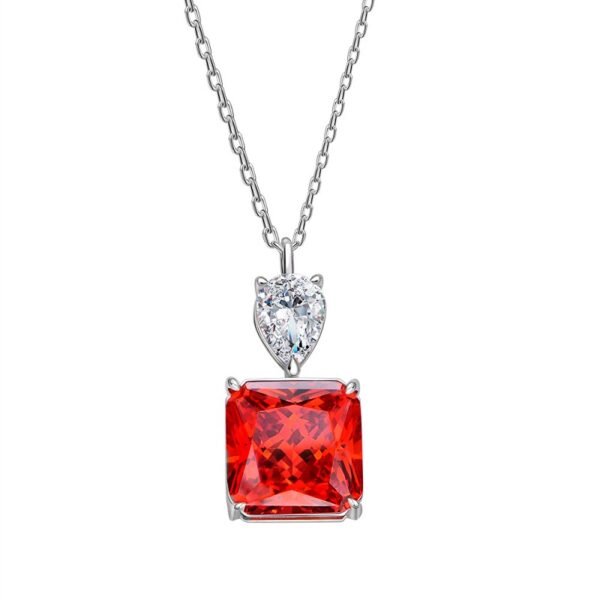 925 Sterling Silver Princess Cut Colored CZ Necklace