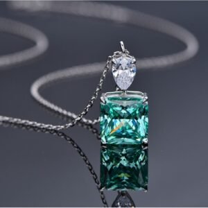 925 Sterling Silver Princess Cut Colored CZ Necklace