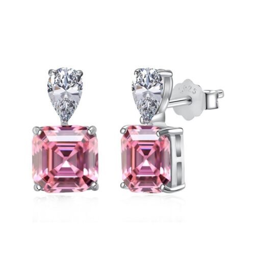 Asscher Cut Square Cubic Zirconia S925 Silver Earring