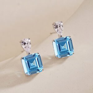 Asscher Cut Square Cubic Zirconia S925 Silver Earring