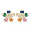 Baguette Flower Rainbow Cubic Zirconia Stud Earrings