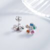 Baguette Flower Rainbow Cubic Zirconia Stud Earrings