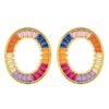 Baguette Rainbow Cubic Zirconia Circle Drop Earrings