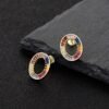 Baguette Rainbow Cubic Zirconia Circle Drop Earrings