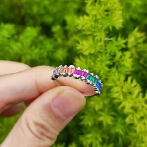 Baguette Rainbow Cubic Zirconia Lace Ring