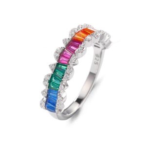 Baguette Rainbow Cubic Zirconia Lace Ring