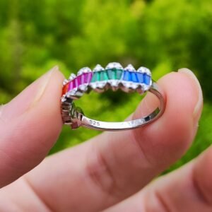 Baguette Rainbow Cubic Zirconia Lace Ring