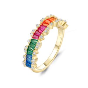 Baguette Rainbow Cubic Zirconia Lace Ring