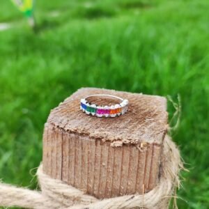 Baguette Rainbow Cubic Zirconia Lace Ring