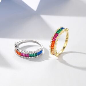 Baguette Rainbow Cubic Zirconia Lace Ring