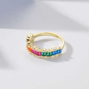 Baguette Rainbow Cubic Zirconia Lace Ring