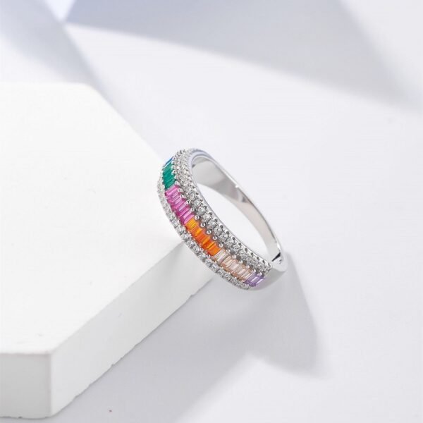 Baguette Rainbow Cubic Zirconia Ring