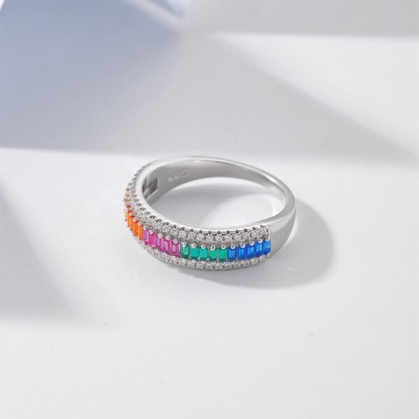 Baguette Rainbow Cubic Zirconia Ring