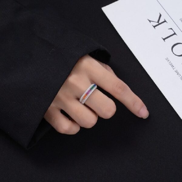 Baguette Rainbow Cubic Zirconia Ring